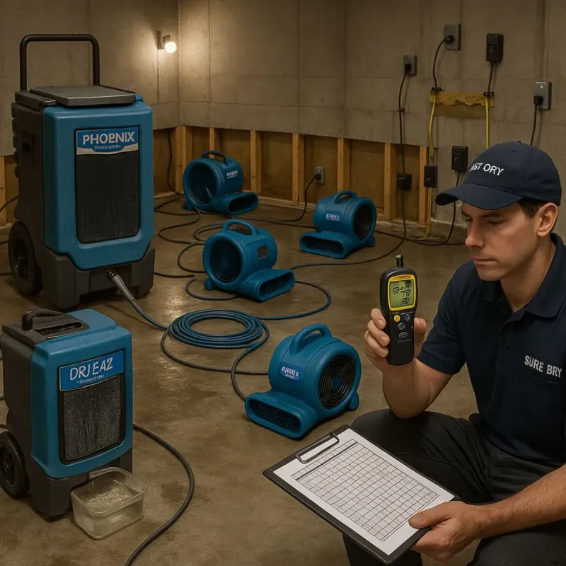 Structural Drying and Dehumidification process in La Porte, TX